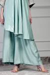 Buy_House Of Supriya_Aqua Dupion, Silk, Chiffon Embroidery, Tassels V-neck Asymmetric Kurta Set _Online_at_Aza_Fashions