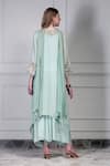Shop_House Of Supriya_Aqua Embroidery, Tassels V-neck Asymmetric Kurta Set _at_Aza_Fashions