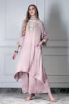 Buy_House Of Supriya_Pink Embroidery, Sequins, Beads Round Neck Kurta Set _at_Aza_Fashions