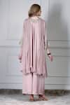 Shop_House Of Supriya_Pink Embroidery, Metallic Thread, Zari V-neck Asymmetric Kurta Set _at_Aza_Fashions