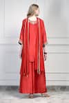Shop_House Of Supriya_Orange Silk, Chiffon Embroidery, Tassels, Zari Round Neck Yoke Kurta Palazzo Set _at_Aza_Fashions
