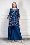 Buy_House Of Supriya_Teal Chiffon, Silk Embroidery, Tassels, Piping Round Neck Floral Kurta Set _at_Aza_Fashions