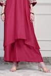 House Of Supriya_Pink Silk, Chiffon Embroidery, Tassels V-neck Asymmetric Kurta Set _Online_at_Aza_Fashions