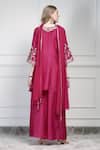 Shop_House Of Supriya_Pink Chiffon Embroidery, Tassels Round Neck Yoke Kurta Palazzo Set _at_Aza_Fashions