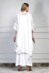 Shop_House Of Supriya_Ivory Silk, Chiffon Embroidery, Tassels Round Neck Floral Kurta Set _at_Aza_Fashions
