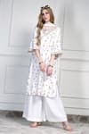 Buy_House Of Supriya_Ivory Silk, Chiffon Embroidery, Tassels Round Neck Floral Kurta Set _at_Aza_Fashions