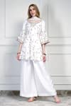 Buy_House Of Supriya_Ivory Silk, Chiffon Embroidery, Metallic Thread, Tassels Round Floral Kurta Set _at_Aza_Fashions