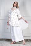Shop_House Of Supriya_Ivory Silk, Chiffon Embroidery, Metallic Thread, Tassels Round Floral Kurta Set _Online_at_Aza_Fashions