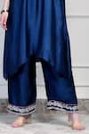 Shop_House Of Supriya_Blue Chiffon Embroidery, Metallic Thread, Tassels Round Yoke Kurta Palazzo Set _Online_at_Aza_Fashions
