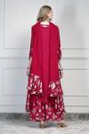 Shop_House Of Supriya_Pink Georgette Beads, Foil Printing V-neck Floral Pattern Kurta Palazzo Set _at_Aza_Fashions