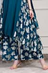 Buy_House Of Supriya_Teal Georgette Beads, Foil Printing V-neck Floral Pattern Kurta Palazzo Set _Online_at_Aza_Fashions
