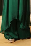 House Of Supriya_Emerald Green Chiffon, Satin Embroidery, Metallic Thread, Kurta With Palazzo _Online_at_Aza_Fashions