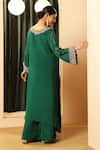Shop_House Of Supriya_Emerald Green Chiffon, Satin Embroidery, Metallic Thread, Kurta With Palazzo _at_Aza_Fashions