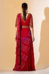 Shop_K-Anshika_Red Georgette Embroidery, Tassels Floral Pattern Pre-draped Saree With Belt _at_Aza_Fashions