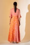 Shop_K-Anshika_Orange Georgette Beads, Embroidery V-neck Bandhani Pattern Dress _at_Aza_Fashions