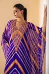 K-Anshika_Multi Color Georgette Beads, Embroidery V-neck Leheriya Pattern Kaftan _Online_at_Aza_Fashions