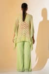 Shop_K-Anshika_Lime Georgette Embroidery Round Neck Kaftan And Pant Set _at_Aza_Fashions