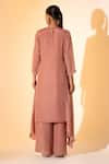 Shop_K-Anshika_Pink Crepe Embroidery, Beads Round Neck Kurta With Pant _at_Aza_Fashions