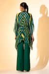 Shop_K-Anshika_Multi Color Georgette Crystals High Neck Leheriya Pattern Top And Pant Set _at_Aza_Fashions