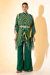 Buy_K-Anshika_Multi Color Georgette Crystals High Neck Leheriya Pattern Top And Pant Set _at_Aza_Fashions