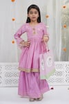Shop_Little Bansi_Pink Chanderi Silk Embroidery, Sequins, Gota Patti, Zari Kurta Sharara Set _Online_at_Aza_Fashions