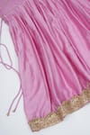 Shop_Little Bansi_Pink Chanderi Silk Embroidery, Sequins, Gota Patti, Zari Kurta Sharara Set 