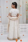 Shop_Little Bansi_Off White Cotton, Linen Embroidery, Sequins, Zari, Floral Pattern Lehenga Set _at_Aza_Fashions