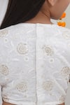 Little Bansi_Off White Cotton, Linen Embroidery, Sequins, Zari, Floral Pattern Lehenga Set _Online_at_Aza_Fashions