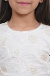 Buy_Little Bansi_Off White Cotton, Linen Embroidery, Sequins, Zari, Floral Pattern Lehenga Set 
