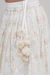 Shop_Little Bansi_Off White Cotton, Linen Embroidery, Sequins, Zari, Floral Pattern Lehenga Set 