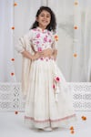 Little Bansi_White Cotton Embroidery, Sequins, Gota Patti, Zari Floral Pattern Lehenga Set _Online_at_Aza_Fashions