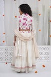Shop_Little Bansi_White Cotton Embroidery, Sequins, Gota Patti, Zari Floral Pattern Lehenga Set _at_Aza_Fashions