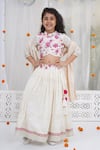 Buy_Little Bansi_White Cotton Embroidery, Sequins, Gota Patti, Zari Floral Pattern Lehenga Set _at_Aza_Fashions