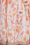 Buy_Little Bansi_Pink Cotton, Linen, Net Embroidery, Sequins, Gota Floral Pattern Lehenga Set 