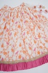 Little Bansi_Pink Cotton, Linen, Net Embroidery, Sequins, Gota Floral Pattern Lehenga Set _Online