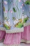 Buy_Little Bansi_Pink Chanderi Silk Gota Patti, Lace, Tassels, Sequins Floral Pattern Lehenga Set 