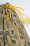 Little Bansi_Yellow Chanderi Silk Zari, Gota Patti, Tassels Peacock Pattern Lehenga Set _at_Aza_Fashions