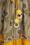 Little Bansi_Yellow Chanderi Silk Zari, Gota Patti, Tassels Peacock Pattern Lehenga Set _Online
