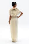 Shop_Garo_Off White Chiffon, Silk, Muslin Embroidery Round Ruffled Top With Draped Skirt _at_Aza_Fashions