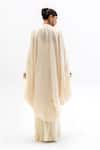 Shop_Garo_Off White Silk, Muslin Embroidery Round , Open Tribal Cape And Pant Set _at_Aza_Fashions