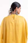Garo_Yellow Chanderi Tassels V-neck Embroidered Kaftan Set _Online_at_Aza_Fashions