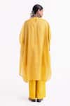 Shop_Garo_Yellow Chanderi Tassels V-neck Embroidered Kaftan Set _at_Aza_Fashions