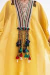 Buy_Garo_Yellow Chanderi Tassels V-neck Embroidered Kaftan Set 