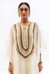Garo_Off White Silk Embroidery Round Neck Kaftan With Pant _at_Aza_Fashions