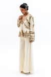 Garo_Off White Silk Embroidery V-neck Tribal Jacket With Pant _Online_at_Aza_Fashions