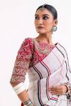Buy_Garo_Off White Chanderi Embroidery Round Neck Stripe Pattern Saree With Blouse _Online_at_Aza_Fashions