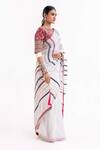 Shop_Garo_Off White Chanderi Embroidery Round Neck Stripe Pattern Saree With Blouse _Online_at_Aza_Fashions