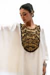 Garo_Off White Silk Embroidery Round Neck Tribal Kaftan With Pant _Online_at_Aza_Fashions