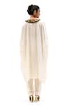 Shop_Garo_Off White Silk Embroidery Round Neck Tribal Kaftan With Pant _at_Aza_Fashions