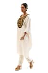 Buy_Garo_Off White Silk Embroidery Round Neck Tribal Kaftan With Pant _Online_at_Aza_Fashions